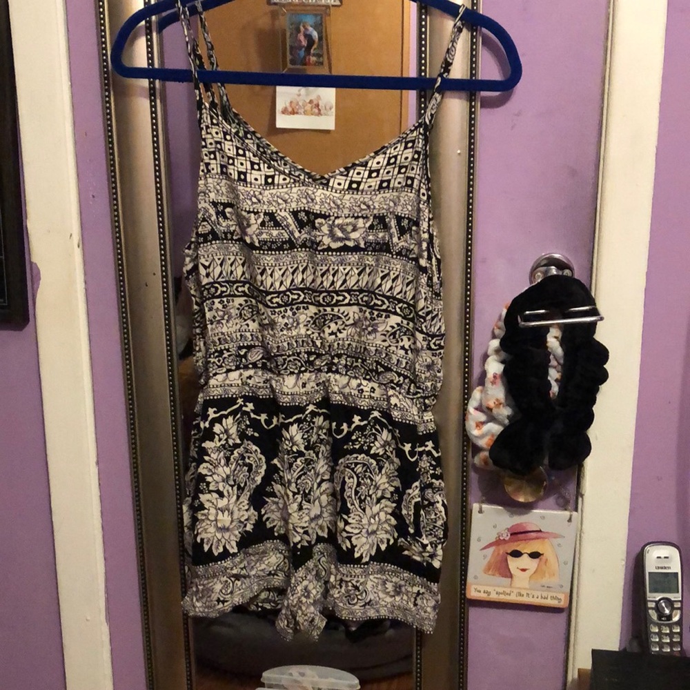 Black and cream romper
